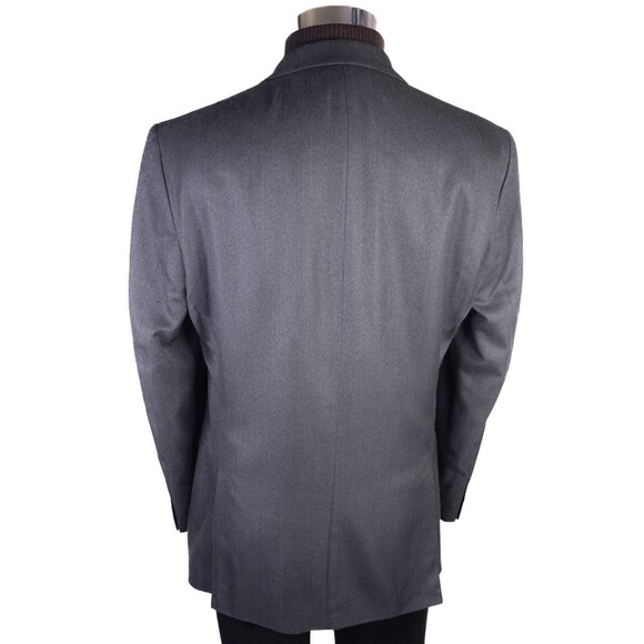 Calvin Klein Sport Coat Mens 40L Gray Herringbone Poly Blend 2 Button Dual-Vent - Picture 8 of 13